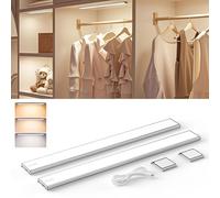 Quntis 40 CM LED Sottopensile Cucina con Sensore di Movimento, Bianco | 3 Modalità di Colore Luce LED Sottopensile, Batteria da 2500 mAh, Ricaricabile USB, Luci per Armadio 2 Pezzi, per Interno