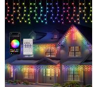 Quntis 408LED Luci Natale Esterno Cascata 10M, DIY Controllo APP/Telecomando Tenda Luminosa Colorate 60+ Modalità di Scena Dinamica, IP44 Catena Luminosa Decorazioni Natalizie Halloween Feste