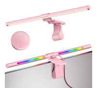 Quntis 51CM Rosa Lampade Monitor con Retroilluminazione RGB e Telecomando, 88+56 LEDs Luce Monitor Senza Luce Blu, Light Bar per PC, Accessori Gaming, Regalo per Ragazze