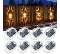 Quntis 8 Pezzi Applique LED da Parete Esterno Solare Luminoso a 360°, Lampade Solari da Esterno Bianco Caldo Impermeabile, Luce Solare LED Esterno a Parete Terrazze Recinzioni Giardino