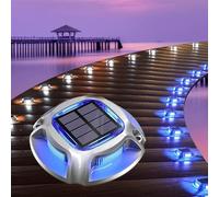 Quntis 8 Pezzi Segnapasso LED Esterno Solare Blu + Bianca, Luci Solari Esterno per Giardino Vialetto Ponte, IP68 Impermeabile Luci Piscina Fuori Terra, Faretti Solari per Sentieri Scale Marciapiede
