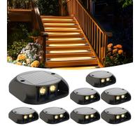 Quntis 8 Pezzi Segnapasso LED Esterno Solare Luce Calda Bianca 3000K, Luci Solari da Scale Impermeabilità IP65, Lampada Solare per Terra Sentieri Marciapiede Giardino Faretti Segna Passi Solari