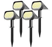 Quntis Faretto LED da Esterno Solare 4Pcs Luci Solari Esterno da Giardino IP65 Impermeabile Faretti Solari Potenti 3 Modes Luci Esterno Energia Solare per Cortile, Patio, Prato