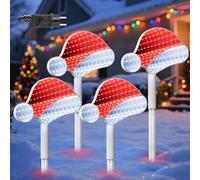 Quntis Luci Natale Esterno a 4 Cappello di Babbo Natale, 3D Lampada 180LED Tunnel Infinity Specchio IP44 Luce Decorazioni Natalizie per Esterno Giardino Patio Feste Cortile Sentiero Festival