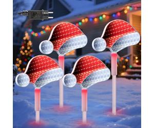 Quntis Luci Natale Esterno a 4 Cappello di Babbo Natale, 3D Lampada 180LED Tunnel Infinity Specchio IP44 Luce Decorazioni Natalizie per Esterno Giardino Patio Feste Cortile Sentiero Festival