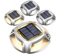 Quntis Luci Solari Esterno Giardino Alluminio, IP68 Impermeabile, Faretto Segnapasso LED Esterno Solare Bianco Freddo/Caldo, Luce Solare Potenti per Sentieri Piscina Scale Marciapiede(4 Pezzi