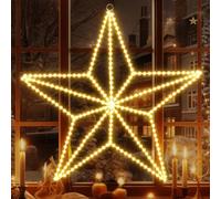 Quntis Stelle Luminose Natale 50CM, 282 LEDs Luci Natale Stella 3D Pieghevole Tenda Luminosa Interno per Finestra Porta Festa Catena Luminosa Stelle Decorazioni Natalizie