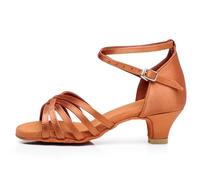 QUNUNOIRE-Scarpa da Ballo, Scarpe da Ballo Latino Morbide e Comode per Bambina con Tacco 4cm Marrone 32 EU