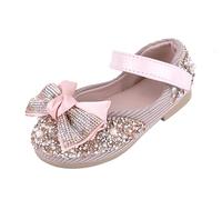 QUNUNOIRE-Scarpe Principessa con Paillettes, Scarpe Glitterate per Ragazza Bambina Bimba, Scarpe Cosplay Eleganti per Festa Cerimonia Rosa 22