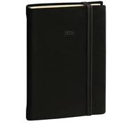 QUO VADIS - 1 agenda giornaliera con goffratura giornaliera 17 Prestige nera - chiusura con elastico - gennaio - dicembre 2025 - Dimensioni: 12 x 17 cm - multilingue