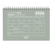 Quo Vadis - Agenda - Spiralato - 2026 - Calendar Diary 24 - Mensile - Multilingue - Oslo Calendar - Verde - 12 mesi gennaio-dicembre - 16 x 24 cm