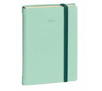 Quo Vadis - Collezione: Silk PRESIDENT PRESTIGE con elastico - Agenda civile - Settimanale - Formato: 21 x 27 cm - Colore: Verde acqua - Anno: 2024