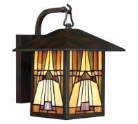 QUOIZEL Applique da esterno Inglenook, vetro colorato, H 31,4 cm QZ-INGLENOOK2-M