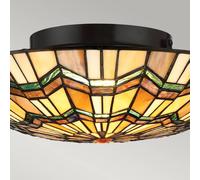 Plafoniera Tiffany Alcott Acciaio Bronzo Valiant 2 Luci E27
