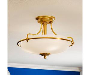 QUOIZEL Plafoniera distanziata Griffin, ottone, Ø 42 cm QUOIZEL