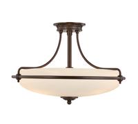 QUOIZEL Plafoniera Griffin con spaziatura, Ø 53 cm, bronzo/opale QUOIZEL