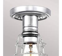 QUOIZEL Plafoniera Mixon con gabbia in metallo, cromo lucido QUOIZEL