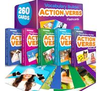 QUOKKA 260 Action Verbs Flash Cards for Speech Therapy Materials ESL Teaching - Educational Vocabulary Builder with Realistic Images for Kids Adults - Picture Cards for Speech and Cognitive Learning