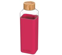 Quokka, Bottiglia Quadrata 700 ml con Tappo a Vite in Bambù, Rosa