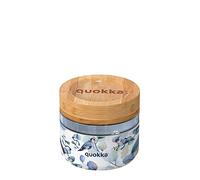 Quokka Deli - Blue Nature 500 ML | Contenitore ermetico per alimenti in vetro con coperchio in bambù e custodia in silicone