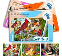 QUOKKA Puzzle Adulti con Alzheimer - 3x13 Pezzi Grandi Dimensioni Puzzle per Anziani con Demenza - Giochi di Memoria per Anziani con Uccelli e Gatti - Giochi Stimolazione Cognitiva per Alzheimer