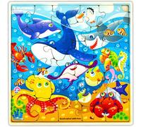 QUOKKA Puzzle Bambini 3 4 5 Anni - 28 Pezzi Puzzle Animali in Legno Bambini 6 7 8 Anni - Montessori Giocattoli in Legno dell'Oceano - Giochi Educativi - Regalo per Ragazze e Ragazzi