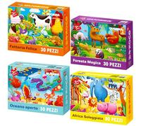 QUOKKA Puzzle Bambini 3 4 5 Anni - 4x30 Pezzi Puzzle Animali - Africani Fattoria Oceano Foresta Animali Gioco Bimba 2 3 Anni - Giocattoli Regalo Educativo Bambini dai 2 ai 6