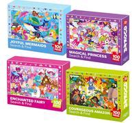 QUOKKA Puzzle Bambini 4 5 6 Anni - 4x100 Pezzi Puzzle Unicorno 6 7 Anni - Principesse Gioco - Giochi Educativi Regalo Giocattolo per Bambini e Bambine dai 3 ai 8