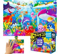 QUOKKA Puzzle Da Pavimento Per Bambini 3-4 Anni - 48 Pezzi Grandi - Si Illuminano Al Buio 4-5 Anni - Scena Avventure Nelle Profondità Marine