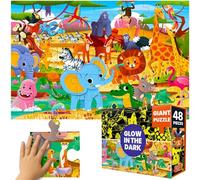 QUOKKA Puzzle Da Pavimento Per Bambini Di 3-4 Anni - Puzzle Da 48 Pezzi Grandi Per Bambini - Puzzle Che Si Illuminano Al Buio Per Bambini Di 4-5 Anni - Scena Di Safari Con Animali Africani