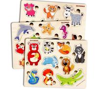 QUOKKA Puzzle Legno Bambini 1 2 3 Anni - 3 Animali Giochi Bambina 2 Anni Femmina e Maschio - Incastri in Legno per Bambini - Giocattoli Montessori - Educativo Regalo dai 2 ai 5