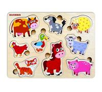 QUOKKA Puzzle Legno Bambini 1 2 3 Anni - Giochi Montessori in Legno con Animali della Fattoria - Puzzle 18 Mesi - Giocattolo Educativo Regalo per Bambini e Bambine 2 3 4 Anni