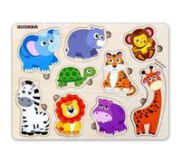 QUOKKA Puzzle Legno Bambini 1 2 3 Anni - Giochi Montessori in Legno con Animali Selvatici - Puzzle 18 Mesi - Giocattolo Educativo Regalo per Bambini e Bambine 2 3 4 Anni
