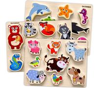 QUOKKA Puzzle Legno Bambini 1 2 Anni - 3 Giocattoli Montessori per Bambino 18 Mesi - Puzzle in Legno Spesso con Animali 3 4 Anni - Gioco Didattico Regalo per Bambini e Bambine