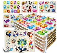 QUOKKA Puzzle Legno Bambini 1 2 Anni - Set 6 Puzzle Alfabeto 3 4 5 Anni - Giocattolo Montessori ABC in Legno - Gioco Educativo Regalo per Bambini e Bambine 1 2 3