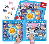 QUOKKA Puzzle Magnetici Per Bambini 3-5 - Cerca e Trova 2 Pezzi 60 Pezzi Ciascuno - Tavola Con Oggetti Nascosti, Mappa Spaziale e Animali Polari - Puzzle Educativo Regalo Per Bambini di 3 Anni