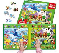 QUOKKA Puzzle Magnetici Per Bambini 3-5 - Cerca e Trova 2 Pezzi, 60 Pezzi Ciascuno - Tavola Da Viaggio Con Oggetti Nascosti, Scene Oceano e Foresta - Puzzle Educativo Regalo Per Bambini di 3 Anni