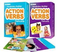 QUOKKA Set of 2 Learning Flash Cards 2x52 - Action Verbs - Vocabulary Builder - 5 groups: From Pre-Kindergarten to 3rd Grade - Words&Sentences