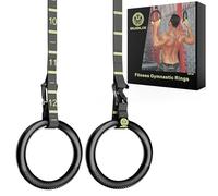 QUOLIX Anelli Ginnastica con Fibbia Cinghie Regolabili, Anelli Esercizio per Sistema di Allenamento Sospensione, Anelli Palestra in Silicone Antiscivolo Set per Casa Allenamento Completo del Corpo