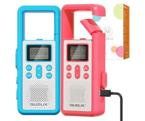 QUOLIX Walkie Talkie Ricaricabile, USB con Batteria agli Ioni di Litio - 8 Canali, 99 Codici Torcia LED SOS VOX Blocco Tasti Walkie Talkies per Bicicletta Escursionismo Camping e Sopravvivenza