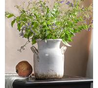 Quoowiit Vaso rustico in ceramica, vaso da fiori decorativo invecchiato per la decorazione della casa, ideale per mensole, vaso bohémien bianco per soggiorno, camera da letto, cucina, ufficio,