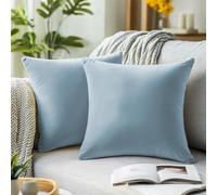 QUORGVES Set di 2 federe per cuscini in velluto azzurro, 40 x 40 cm, morbide, in tinta unita, decorative, per letto, divano, camera da letto, soggiorno, colore: azzurro cielo marino