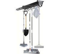 Quorvant Porta scope e mocio estraibili, organizer per ripostiglio lavanderia, appendiabiti da garage, organizer per attrezzi da giardino e cucina (41 cm - 14 ganci)