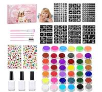 Quorvex Kit per la pittura del viso per bambini, con colori a base d'acqua, kit professionale per il trucco, stencil per pittura facciale e pennello per carnevale, cosplay, celebrazioni, Halloween