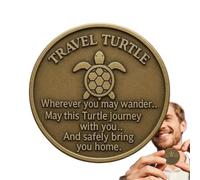Quorvex Moneta Portafortuna | Moneta Tascabile Viaggio Tartaruga | Collezionabile Doppia Faccia in Metallo Portatile Incisa con Poesia Augurale per Viaggiatori Amanti del Mare Lauree Compleanni