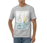 Quotes Let Your Dreams Set Sail - Comoda maglietta a maniche corte da uomo, in morbido tessuto elasticizzato, vestibilità moderna, casual per l'uso quotidiano, grigio, L