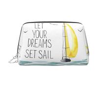 Quotes Let Your Dreams Set Sail - Organizer da viaggio per trucchi, portatile, da donna, Argento, Taglia unica, Beauty case