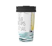 Quotes Let Your Dreams Set Sail Printing Casual Travel Tazza da caffè per caffè caldo freddo Bicchiere in acciaio inox per casa ufficio viaggi