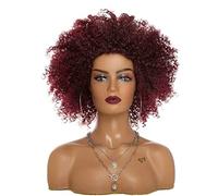 Quotidiana Festa Parrucca Parrucche Ricce Parrucche Afro Anni '70 Per Donne Nere, Parrucche Sintetiche Afro Ricci Bionde Per Donne Parrucche (Color : Burgundy, Size : 13in)