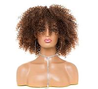 Quotidiana Festa Parrucca Parrucche Ricce Parrucche Afro Anni '70 Per Donne Nere, Parrucche Sintetiche Afro Ricci Bionde Per Donne Parrucche (Color : Bruin, Size : 13in)